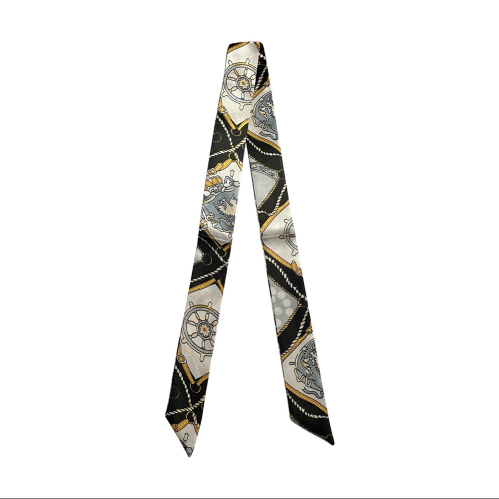 Sailor Silver and Black Handbag Handle Ribbon/Twilly